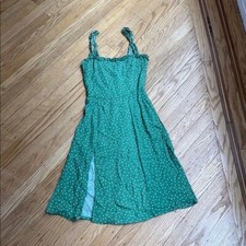 Reformation Green Polka Dot Strappy Midi Dress, Missing Brand Tag, Size 0