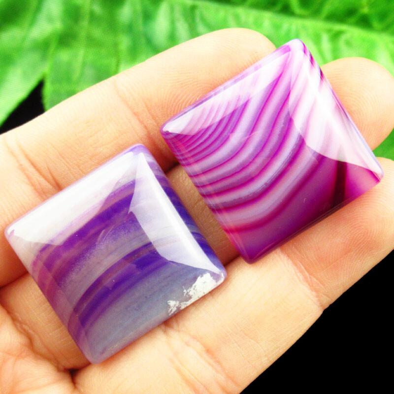 2Pcs 25x25x7mm Purple Onyx Agate Square Cab Cabochon Q07535