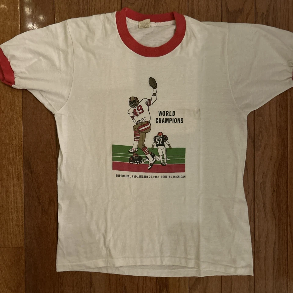 Camiseta De Colección Años 80 1981 San Francisco 49ers Campeones Superbowl Pantalla L Estrellas Foto 2 de 4