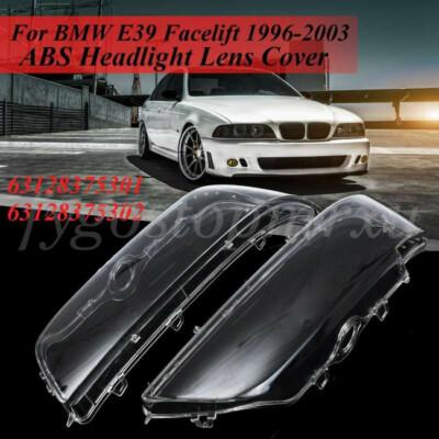 Pair Headlight Lens Headlamp Cover For BMW E39 Facelift 525i 528i 530i 1996-2003