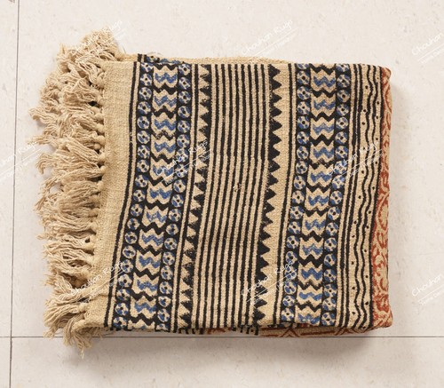Multicolor Cotton Throw Blanket 50"x70" With Fringes For Living Bedroom Decor - Picture 6 of 8