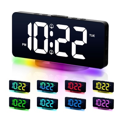 Wecker Digital Nachttisch Uhr USB Alarm Clock mit LED RGB Licht für Tiefschläfer