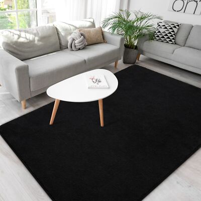 Large Black Rug for Living Room, Minimalist Area Rugs 5x7, Soft