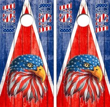 USA American Flag Eagle Cornhole Board Wrap LAMINATED Decal Vinyl Sticker 4815