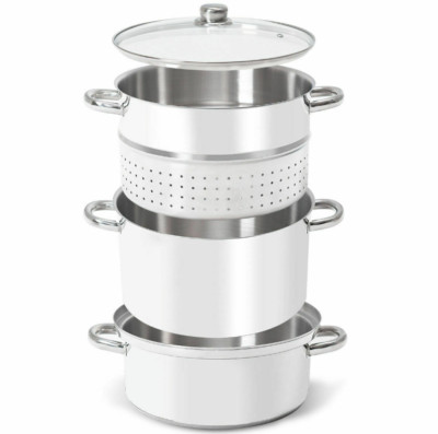 11-Qt Stainless Steel Fruit Juicer Steamer Pot Stove Top w/ Tempered Glass Lid