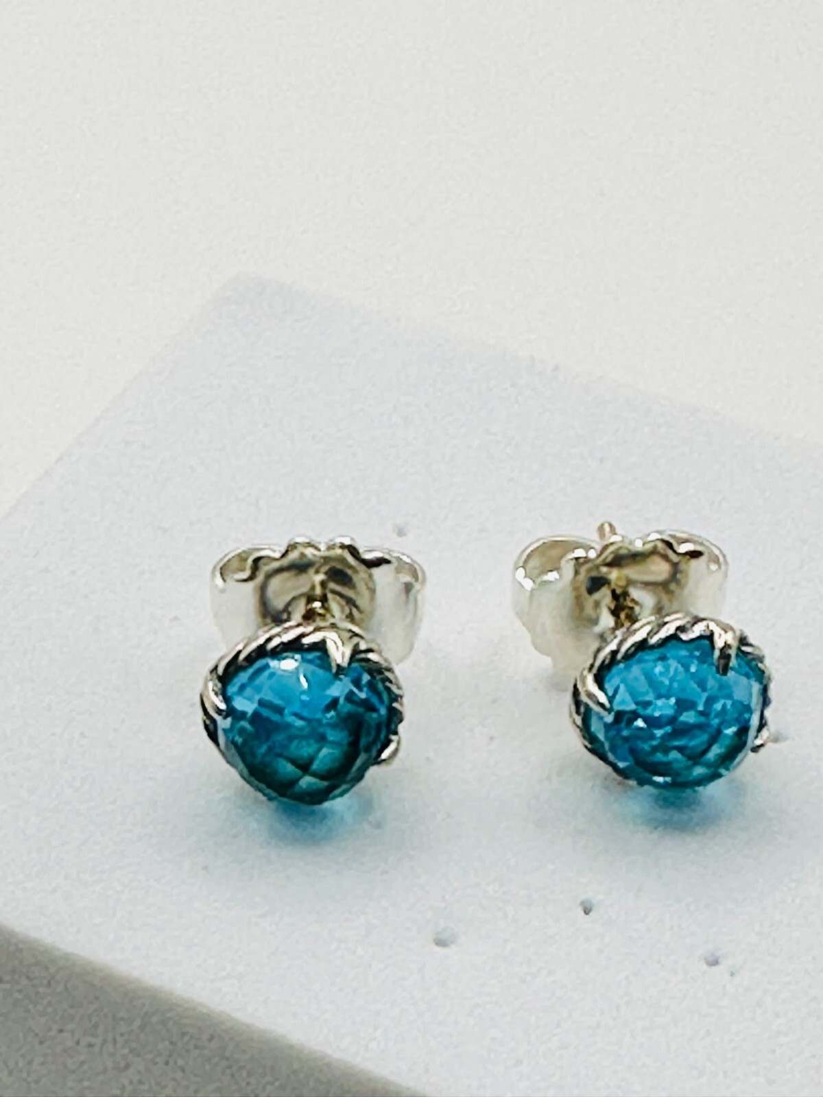 David Yurman Petite Chatelaine Stud Earrings Blue… - image 1