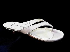 GLAMOUR FOR WOMAN 7598 BEIGE LEATHER TOE-POST HEELS LADIES SANDALS UK 3 - EU 36