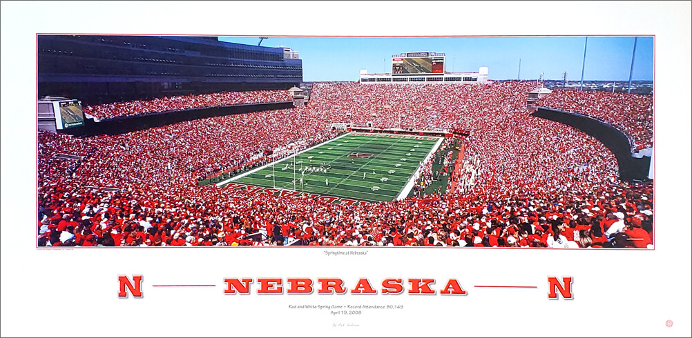 Nebraska Huskers Football SPRING GAME Memorial Stadium Premium 18x36 POSTER