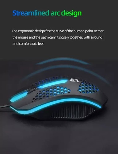 Gaming Mouse Optical honeyHoles Lightweight Ergonomic Wired USB 3D 1600DPI - Picture 6 of 9