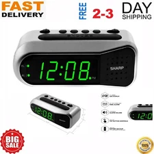 Sharp Electric Digital Dual Alarm Clock Battery Backup LED Large Display Snooze