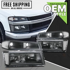 LH+RH Black/Clear Headlight Bumper Lamp fit 2004-2012 Chevy/GMC Colorado/Canyon