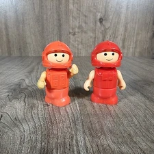 Lot Of 2 Vintage 1984 Playworks Lil Playmates Astronauts Red and Orange