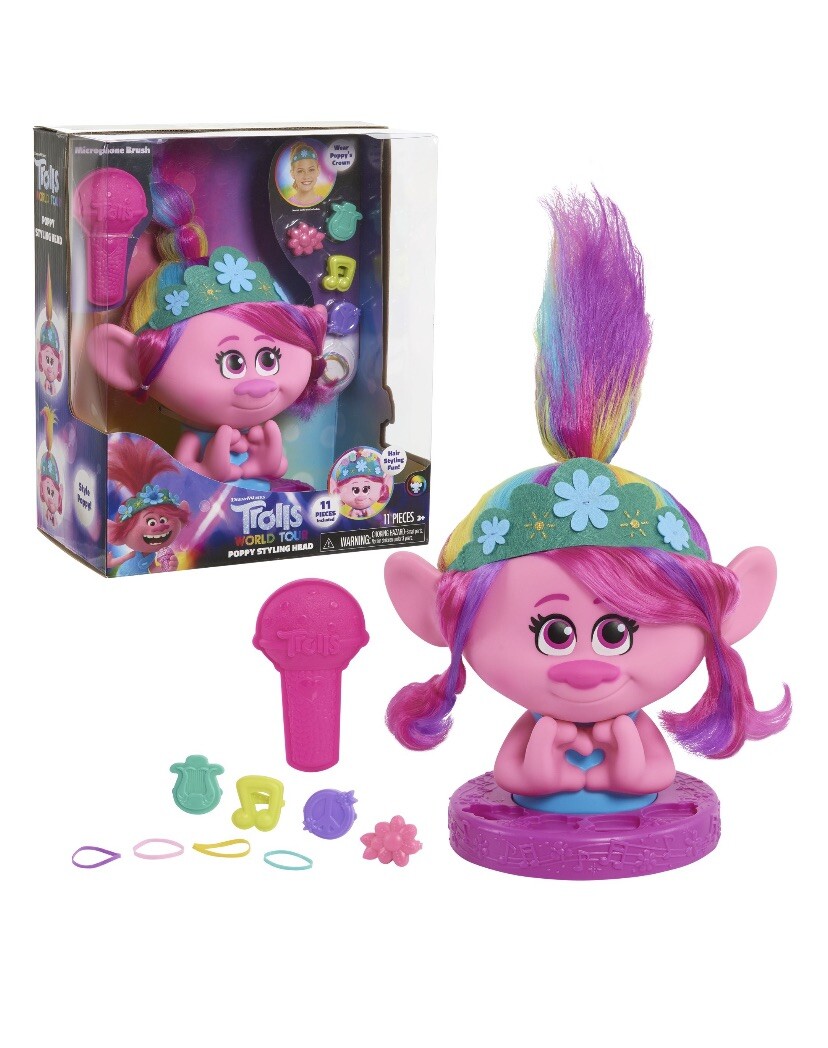 NEW TROLLS DREAMWORKS WORLD TOUR POPPY STYLING HEAD