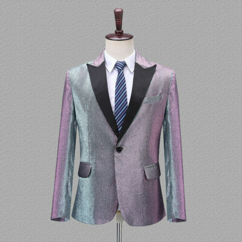 Herren einreihiger Anzug Jacke Peak Revers Blazer Tanzshow - Bild 13 von 16