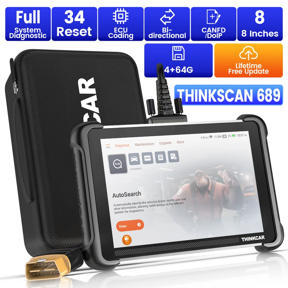 2025 ThinkScan 689 Full Diagnostic Tool E.CU Coding Bidirectional FCA Scanner US - Image 2 of 4
