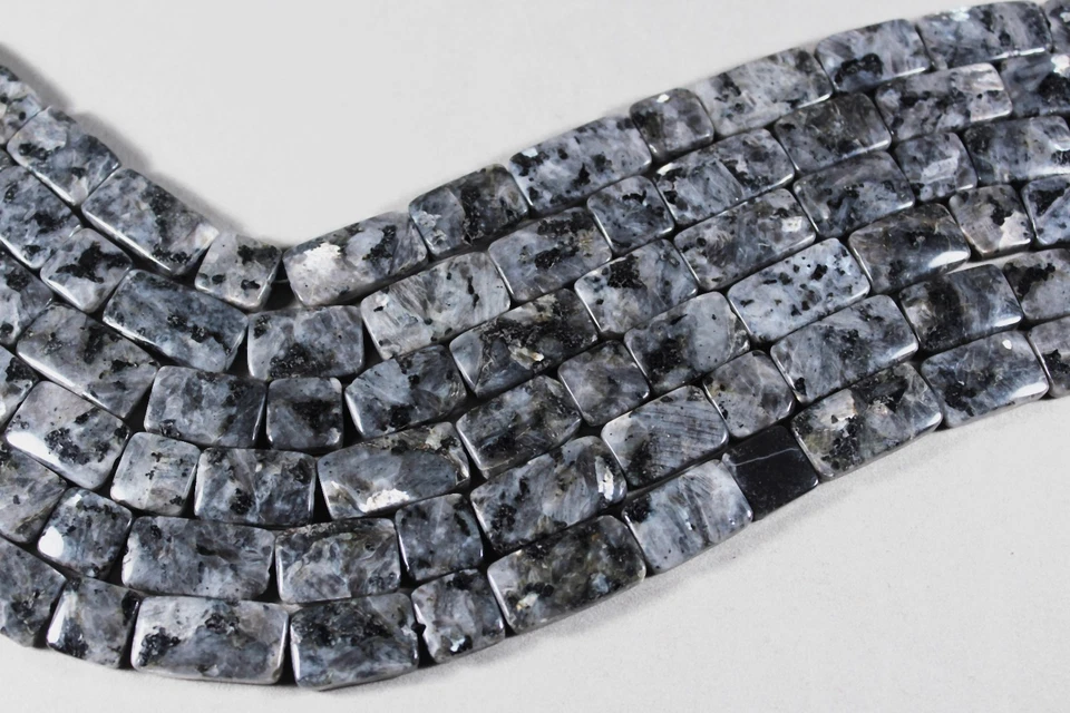 BLACK LABRADORITE LARVIKITE 25-13x13MM LONG & SHORT MIX RECTANGLE BEADS 16" STR - Image 3 of 4