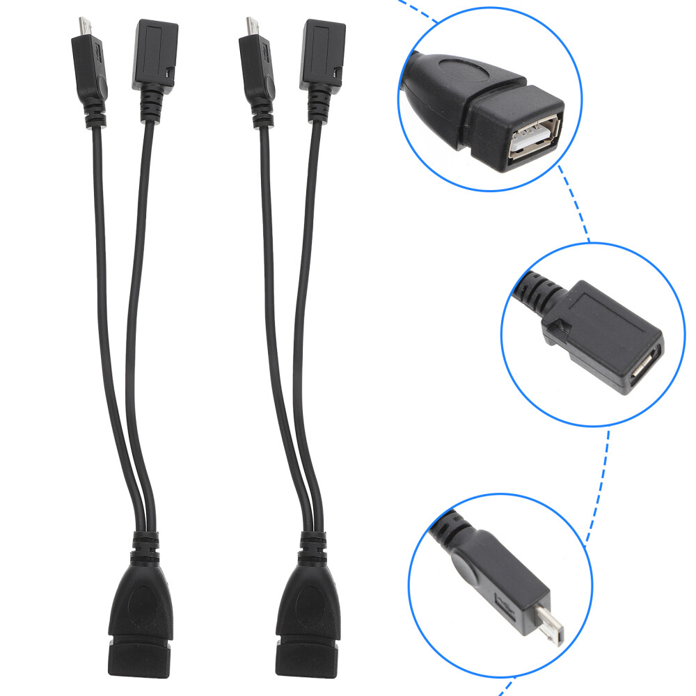 2-Pack Micro USB to USB-A Adapter Cable for Phones & Devices