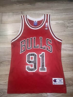 Dennis Rodman #91 Chicago Bulls Champion NBA Jersey 40 Youth XL 18