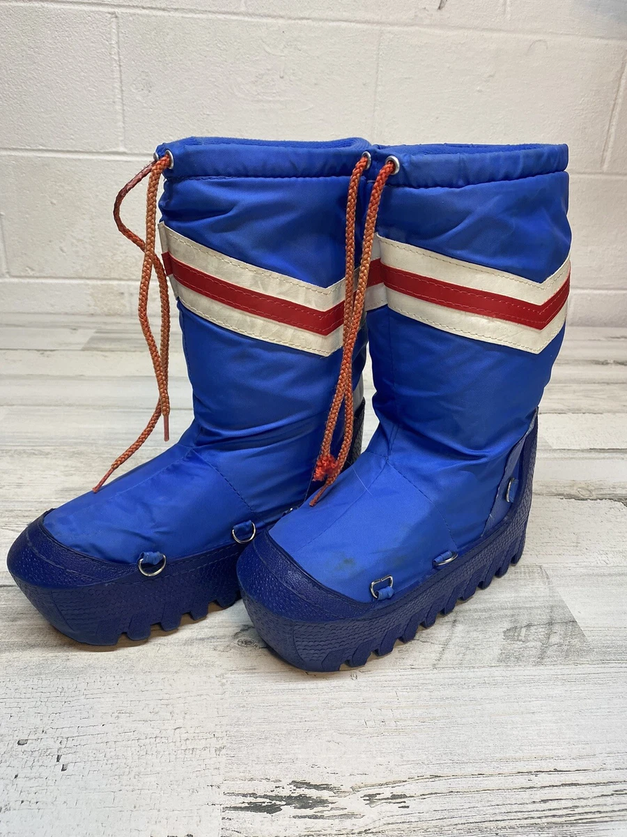 Vtg Moon Boots Style Size 7-8 Blue Red White Made in Korea