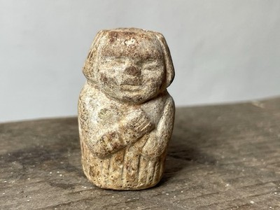 Präkolumbianisch? Maya? Abbild Totemstein handgeschnitzt Figur Mann primitives Volk