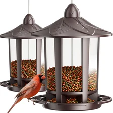 2 Pack Bird Feeders for Outdoor Hanging, Classic Castle Design Fun Assembly Bird
