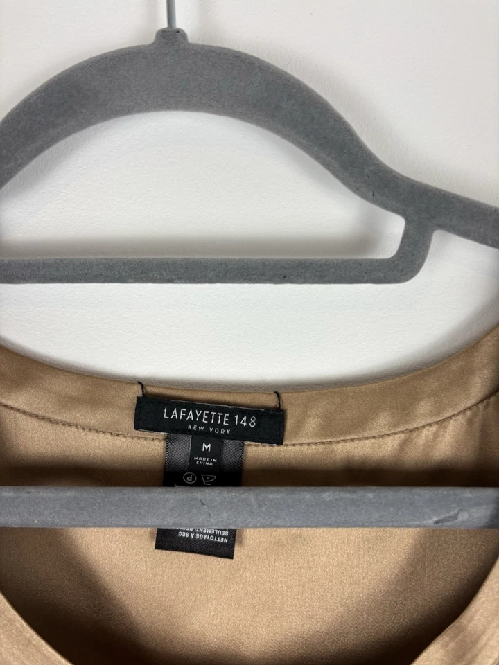 Camiseta sin mangas de seda Lafayette 148 talla mediana marrón sin mangas ligera reversible Foto 2 de 4