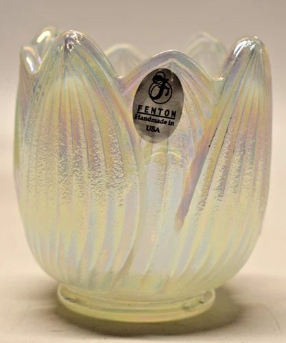 FENTON Glass Tulip Iridescent Votive Candle Holder