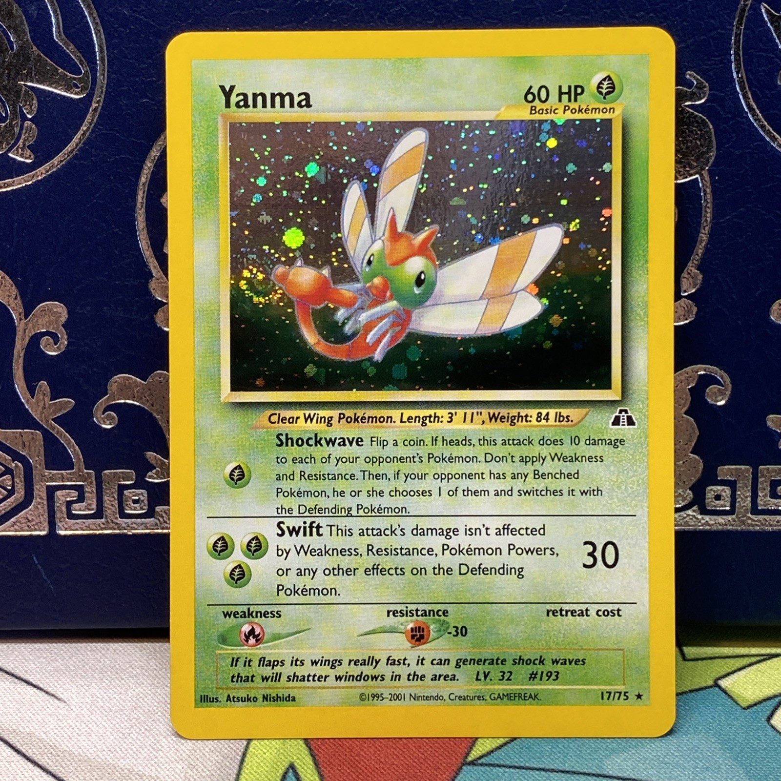 Yanma Holo SWIRL Rare 17/75 - Pokemon TCG Neo Discovery Vintage NM / M