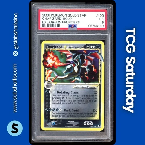 2006 POKEMON EX DRAGON FRONTIERS #100/101 CHARIZARD GOLD STAR HOLO RARE PSA 5