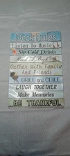 POOL DECK RULES 12in X 8in METAL SIGN WALL ART LOUNGE DECOR POOLSIDE FUNNY RULES