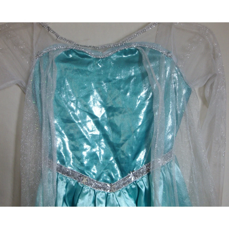 Disney ELSA Disfraz Brillante Vestido FROZEN Película Largo Satinado Tul Niño Pequeño 4-6 Foto 3 de 4