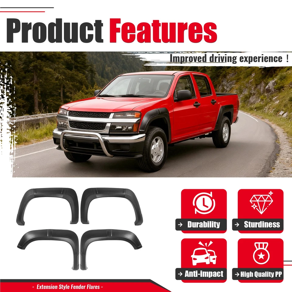 Fender Flare Kit For 2004-2012 Chevy Colorado GMC Canyon Extension Style Foto 3 de 4