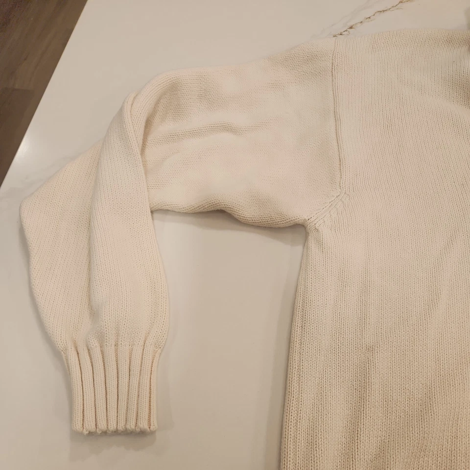 Suéter tejido con cable S vintage Gant para hombre en beige Grandpacore años 90 enmarcado a mano Foto 4 de 4