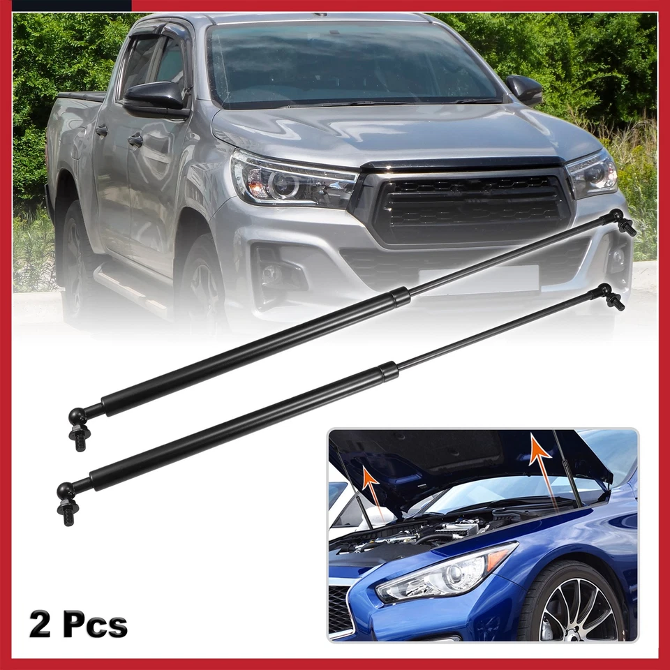 2Pcs Front Hood Lift Supports Struts for Toyota Hilux SR5 2015-2019 Black - Image 2 of 4
