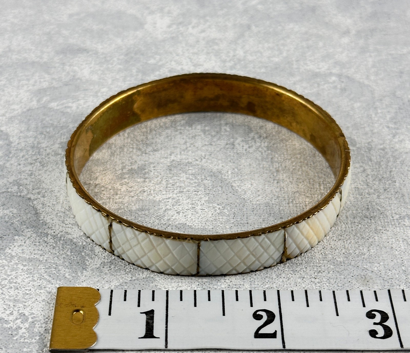 Bangle Bracelet Brass Rectangular Handcarved Cros… - image 7
