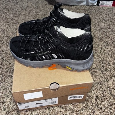 Merrell Men's Speed Fusion Water Shoes Mens 7 Leather Stretch Vibram Black New