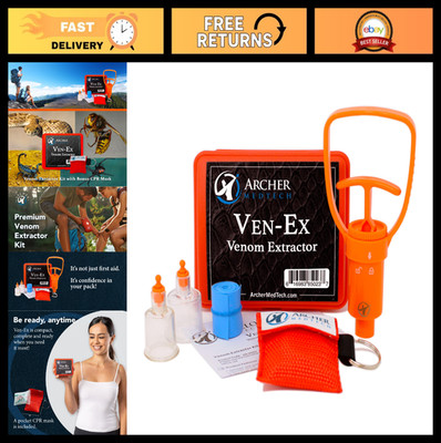 Portable Venom Extractor Kit | Snake Bite & Bee Sting Suction Pump, CPR Shield,