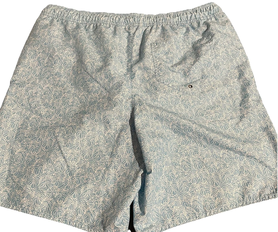 Baúl de baño Banana Republic talla 34 malla forrado azul aguamarina hojas de palma   Foto 2 de 4