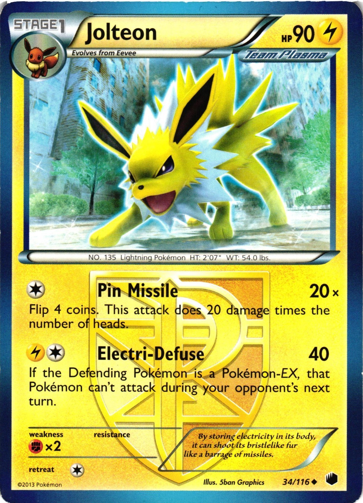 Pokemon TCG Jolteon (Team Plasma) 34/116 Plasma Freeze Regular LP