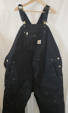 Carhartt Black Double Knee Duck Bib Overalls 48X30 Flaws Paint
