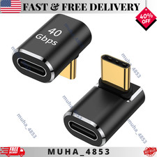 USB C 90 Degree Adapter, Right Angle L Shape USB Type C Male to Female 2 Pack