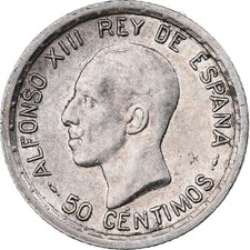 [#225711] Spain, Alfonso XIII, 50 Centimos, 1926, Madrid, Silver, AU, KM:741