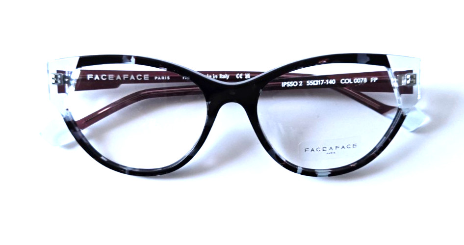 FACE A FACE IPSSO2 0078 FULL RIM CAT EYE WOMEN AUTHENTIC EYEGLASSES 55-17-140