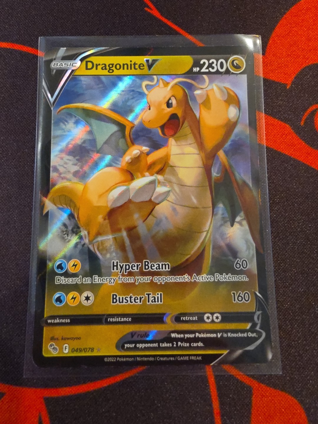Dragonite v Pokemon Go Holo Rare Card 49/78 Near Mint Condition