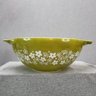 CHIPPED* Pyrex Crazy Daisy 4 Qt Mixing Bowl Olive 444 Spring Blossom Cinderella