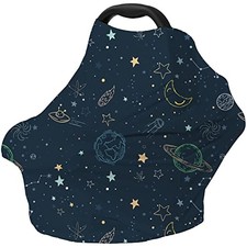 Car Seat Covers for Babies   Multi-use Breastfeeding Cover navy blue space