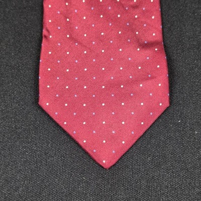 Vittorio Rex Men's Burgundy Red Silk Polka Dot Tie Made in Italy
