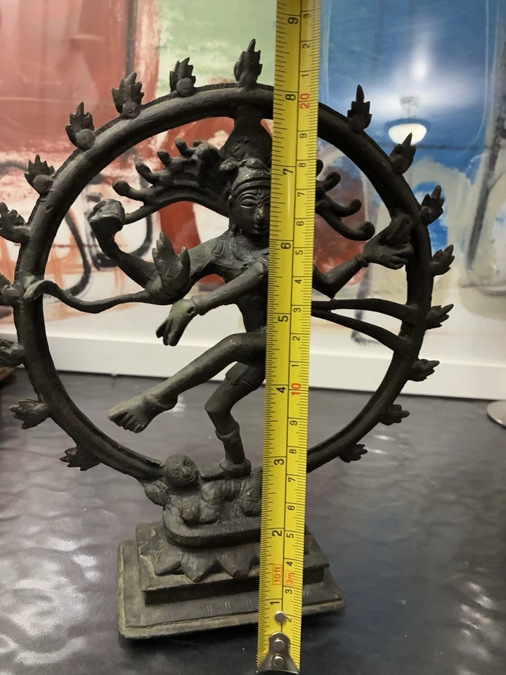 "Estatua de anillo de fuego Diety Natraj de latón fundido indio vintage/antigua 8 1/2""" Foto 4 de 4