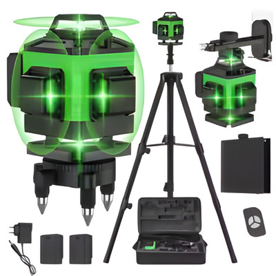 4D Laser Wasserwaage 16 Linien Grün 360° Professionell Selbstnivellierend mit Akku