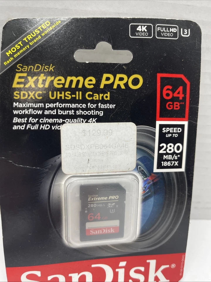 SanDisk 64 GB Extreme PRO 280 MB/s SDXC UHS-II Memory Card (New) - Image 2 of 3